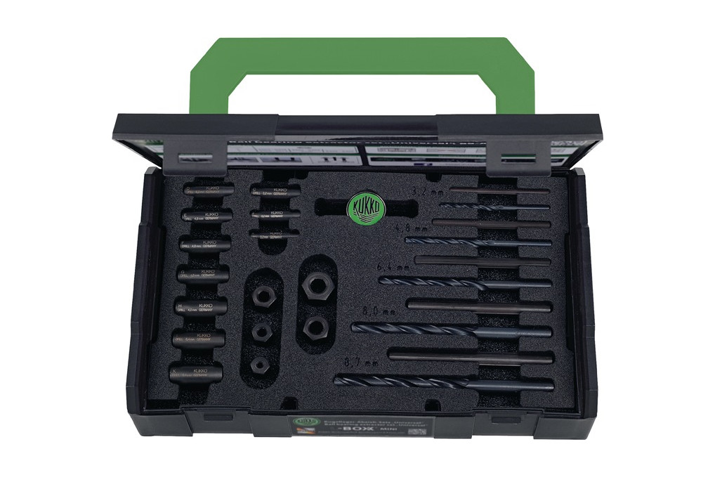 Schraubenausdrehersatz 49 U B M 5 M 16 25 tlg.inkl.passende HSS Bohrer KUKKO Schraubenausdrehersatz 49 U B M 5 M 16 25 tlg.inkl.passende HSS Bohrer KUKKO