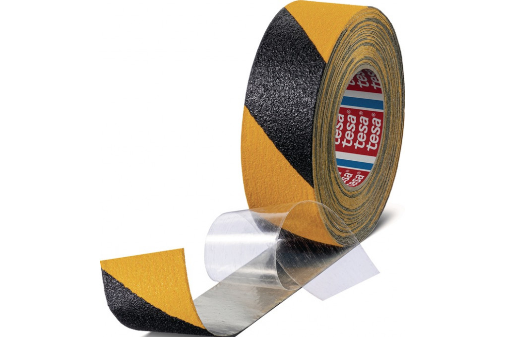 Antirutschklebeband extrem flex.60955 schwarz gelb L.18 m,B.50mm TESA Antirutschklebeband extrem flex.60955 schwarz gelb L.18 m,B.50mm TESA