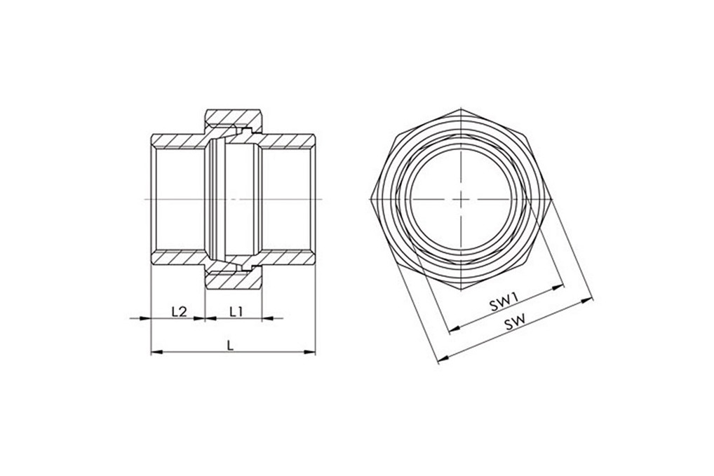 Verschraubung I I fl.NPS 1 2 Zoll L 38mm L1 14mm L2 12mm SPRINGER Verschraubung I I fl.NPS 1 2 Zoll L 38mm L1 14mm L2 12mm SPRINGER