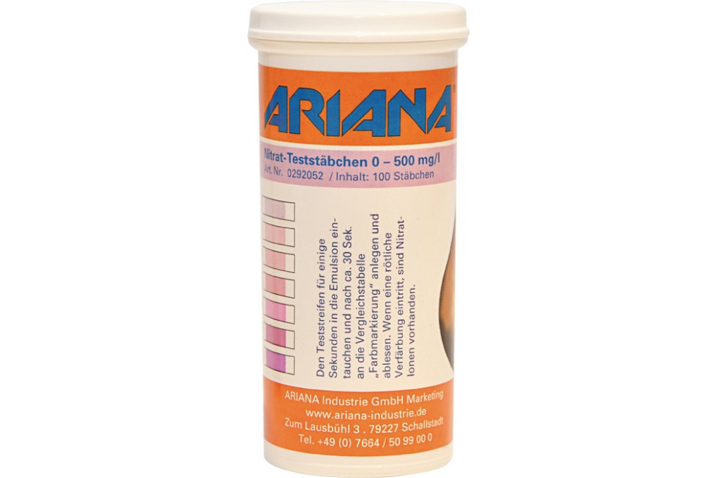 Messstäbchen TRGS 611 Nitrat Gehalt 0 500 mg l 100 St.Dose ARIANA Messstäbchen TRGS 611 Nitrat Gehalt 0 500 mg l 100 St.Dose ARIANA