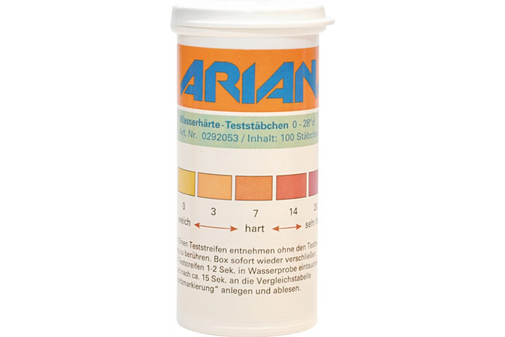 Messstäbchen TRGS 611 Wasserhärte 0 28Grad dH 100 St.Dose ARIANA Messstäbchen TRGS 611 Wasserhärte 0 28Grad dH 100 St.Dose ARIANA