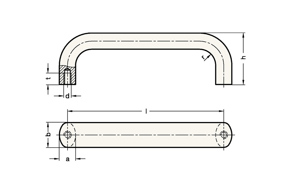 Bügelgriff GN 565 l 120 ± 0,25mm t min.10mm h 49mm GANTER Bügelgriff GN 565 l 120 ± 0,25mm t min.10mm h 49mm GANTER