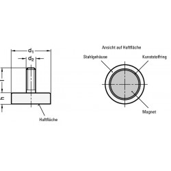 Haltemagnet GN 50.3 d1 63 3mm d2 M 6mm Hartferrit HF GANTER Haltemagnet GN 50.3 d1 63 3mm d2 M 6mm Hartferrit HF GANTER