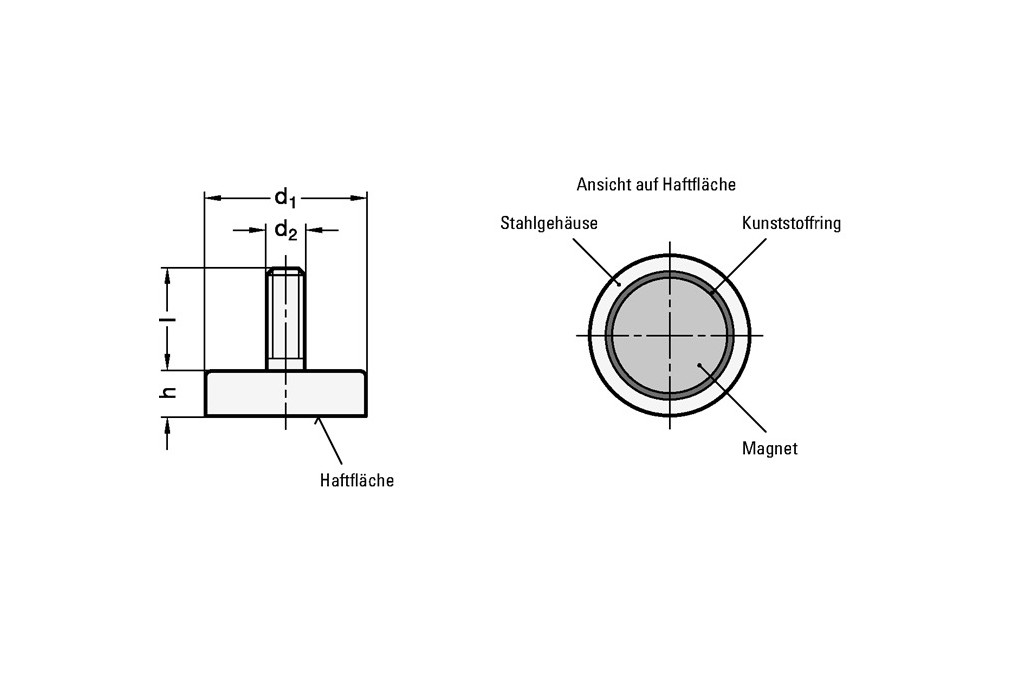 Haltemagnet GN 50.3 d1 63 3mm d2 M 6mm Hartferrit HF GANTER Haltemagnet GN 50.3 d1 63 3mm d2 M 6mm Hartferrit HF GANTER
