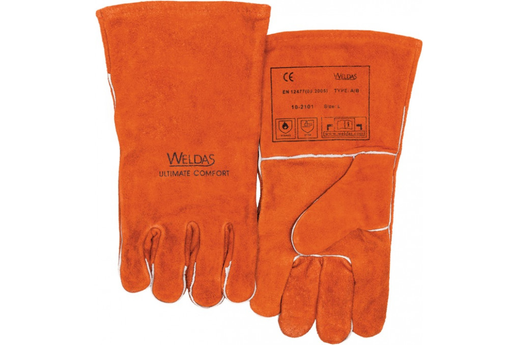 Schweißerhandschuhe Gr.XL (9,5) rot Rindspaltleder EN 388,EN 12477 WELDAS Schweißerhandschuhe Gr.XL (9,5) rot Rindspaltleder EN 388,EN 12477 WELDAS