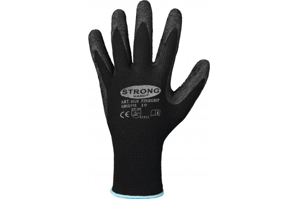 Handschuhe Finegrip Gr.12 schwarz EN 388 PSA II Nyl.m.Schrumpf Latex STRONGHAND Handschuhe Finegrip Gr.12 schwarz EN 388 PSA II Nyl.m.Schrumpf Latex STRONGHAND