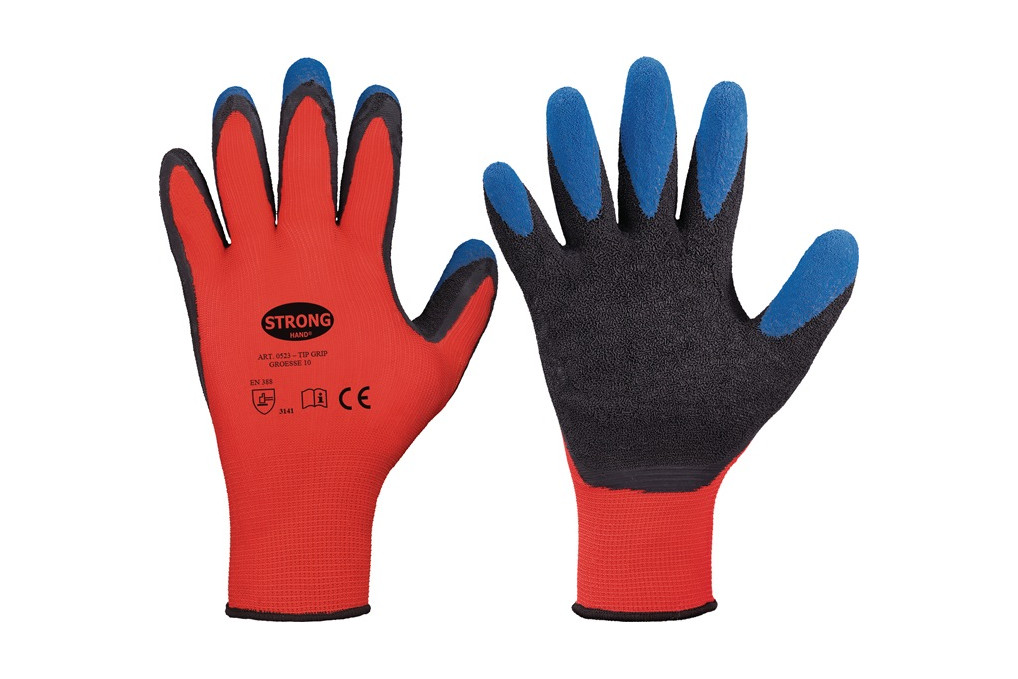 Handschuhe Tip Grip Gr.10 rot schwarz blau EN 388 PSA II STRONGHAND Handschuhe Tip Grip Gr.10 rot schwarz blau EN 388 PSA II STRONGHAND