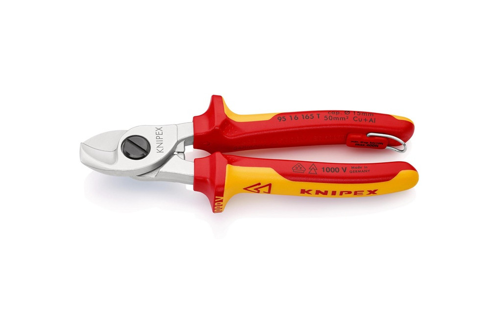Kabelschere L.165mm Kopf verchr.VDE m.Öse Mehrkomp. Hüllen Form 1 KNIPEX Kabelschere L.165mm Kopf verchr.VDE m.Öse Mehrkomp. Hüllen Form 1 KNIPEX