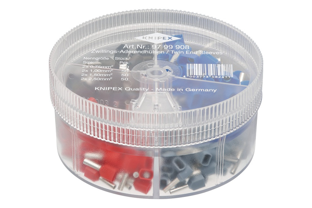 Sortimentsbox 200 tlg.2x0,75 2x2,5mm² Ku. Box KNIPEX Sortimentsbox 200 tlg.2x0,75 2x2,5mm² Ku. Box KNIPEX