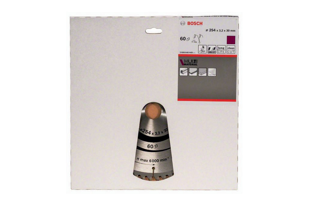 Kreissägeblatt AD 254mm Z.60 HLTCG Bohr.30mm Schnitt B.3,2mm HM BOSCH Kreissägeblatt AD 254mm Z.60 HLTCG Bohr.30mm Schnitt B.3,2mm HM BOSCH