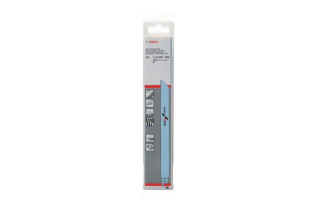 Säbelsägeblatt S 1122 BF L.225mm B.19mm TPI 14 1,8mm geschr.,gefr.25 St. Karte Säbelsägeblatt S 1122 BF L.225mm B.19mm TPI 14 1,8mm geschr.,gefr.25 St. Karte