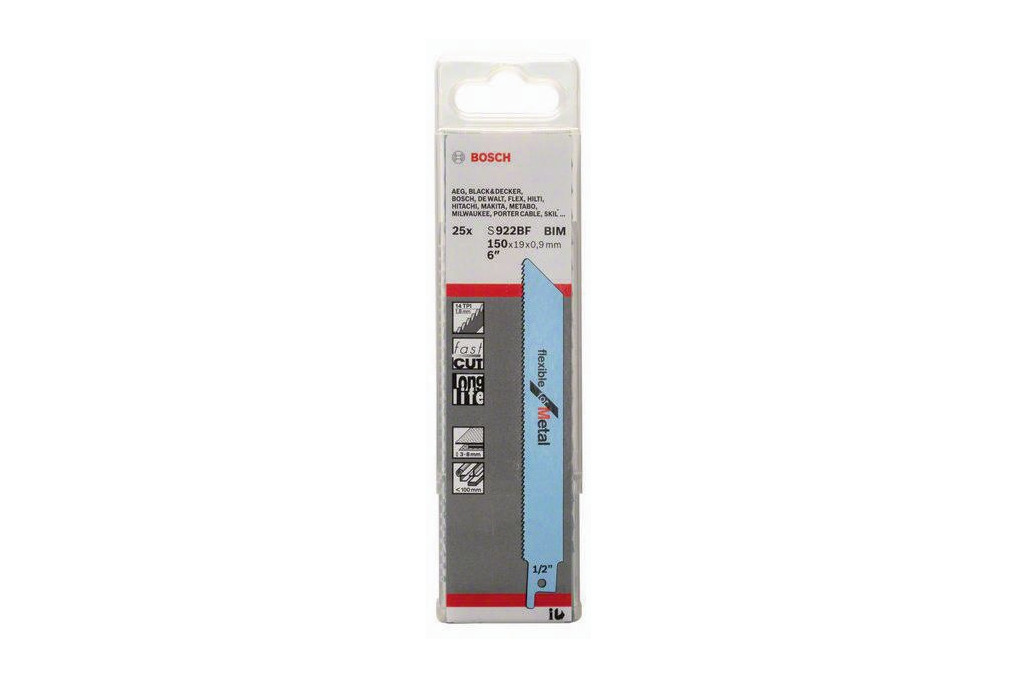 Säbelsägeblatt S 922 BF L.150mm B.19mm TPI 14 1,8mm geschr.,gefr.25 St. Karte Säbelsägeblatt S 922 BF L.150mm B.19mm TPI 14 1,8mm geschr.,gefr.25 St. Karte