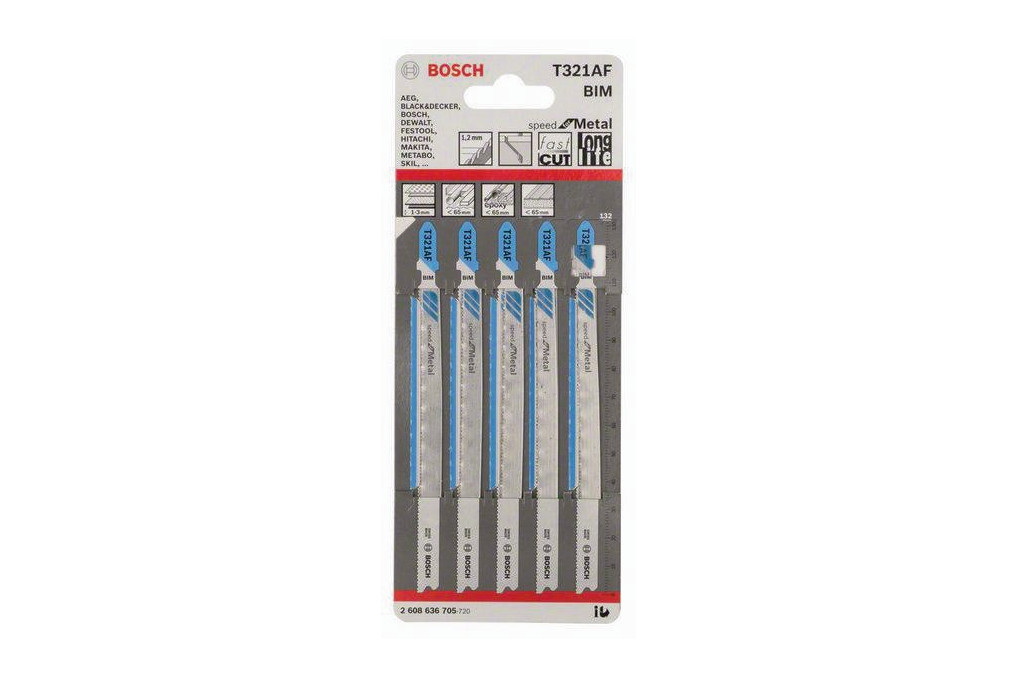 Stichsägeblatt T 321 AF Gesamt L.132mm Zahnt.1,2mm BIM 5 St. Karte BOSCH Stichsägeblatt T 321 AF Gesamt L.132mm Zahnt.1,2mm BIM 5 St. Karte BOSCH