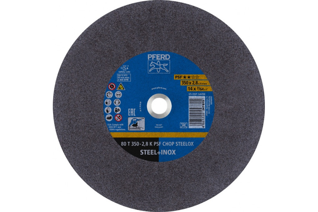 Trennscheibe PSF CHOP STEELOX D350x2,8mm ger.Stahl INOX Bohr.25,4mm PFERD Trennscheibe PSF CHOP STEELOX D350x2,8mm ger.Stahl INOX Bohr.25,4mm PFERD
