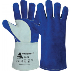 Schweißerhandschuhe Mühlheim Blue Gr.12 blau grau Rindspaltleder