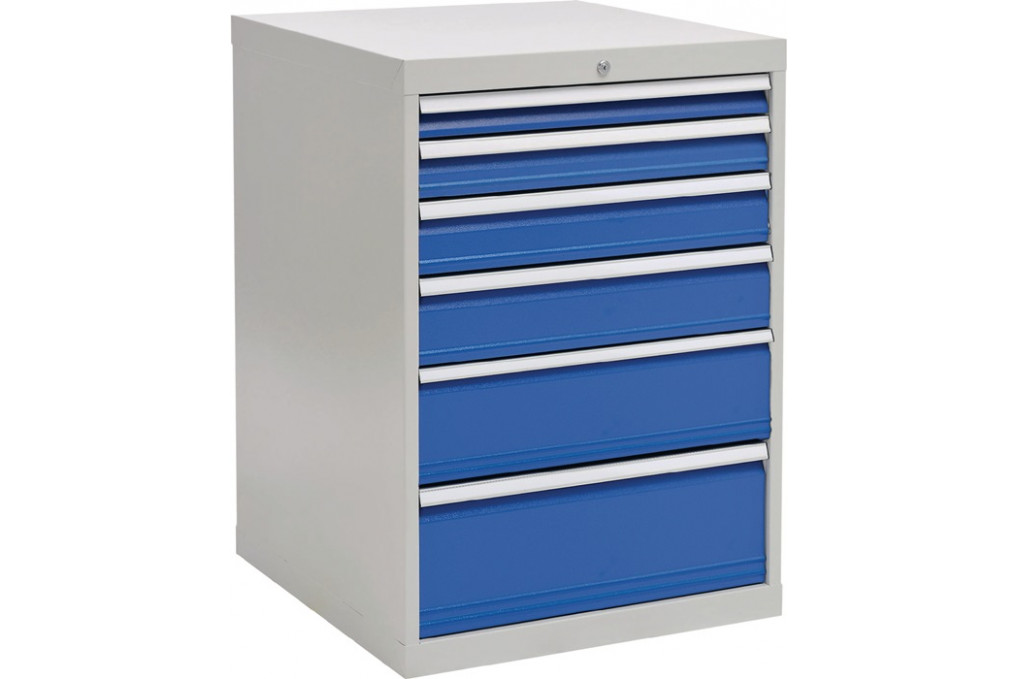 Schubladenschrank H1019xB705xT736mm lichtgrau signalblau 6 Schubl.Voll.Bedrunka Schubladenschrank H1019xB705xT736mm lichtgrau signalblau 6 Schubl.Voll.Bedrunka