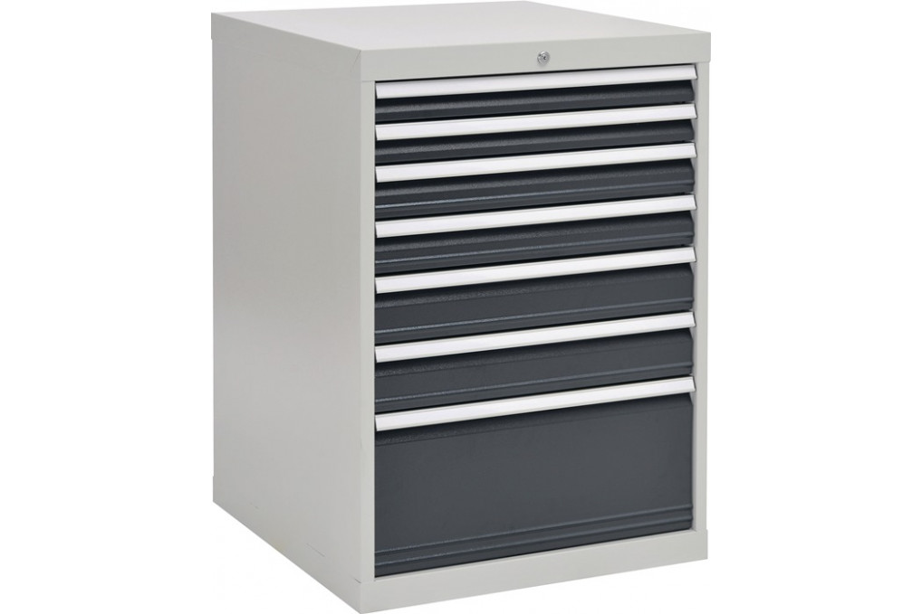 Schubladenschrank H1019xB705xT736mm grau anthr. 2x75,2x100,2x125,1x300mm Schubl. Schubladenschrank H1019xB705xT736mm grau anthr. 2x75,2x100,2x125,1x300mm Schubl.