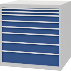 Schubladenschrank H1019xB1005xT736mm lichtgrau signalblau 8 Schubl.Voll.Bedrunka Schubladenschrank H1019xB1005xT736mm lichtgrau signalblau 8 Schubl.Voll.Bedrunka