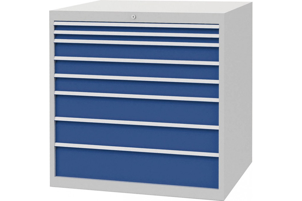 Schubladenschrank H1019xB1005xT736mm lichtgrau signalblau 8 Schubl.Voll.Bedrunka Schubladenschrank H1019xB1005xT736mm lichtgrau signalblau 8 Schubl.Voll.Bedrunka