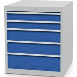 Schubladenschrank H819xB705xT736mm lichtgrau signalblau 5 Schubl.Voll.Bedrunka Schubladenschrank H819xB705xT736mm lichtgrau signalblau 5 Schubl.Voll.Bedrunka
