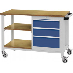 Werkbank B1200xT540xH880mm Buche Multiplex lichtgrau signalblau 3 Schubl. Werkbank B1200xT540xH880mm Buche Multiplex lichtgrau signalblau 3 Schubl.