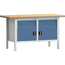 Werkbank PW 700 B1500xT700xH840mm Buche Multiplex grau blau 2 Schubl.2 Türen Werkbank PW 700 B1500xT700xH840mm Buche Multiplex grau blau 2 Schubl.2 Türen