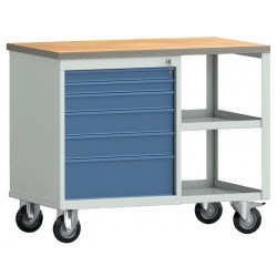 Werkbank PW700 B1000xT620xH805mm Buche Multiplex lichtgrau brillantblau 6Schubl. Werkbank PW700 B1000xT620xH805mm Buche Multiplex lichtgrau brillantblau 6Schubl.