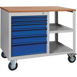 Werkbank PW 700 B1000xT620xH805mm Buche Multiplex lichtgrau blau 6 Schubl. Werkbank PW 700 B1000xT620xH805mm Buche Multiplex lichtgrau blau 6 Schubl.