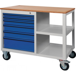 Werkbank PW 700 B1000xT620xH805mm Buche Multiplex lichtgrau blau 6 Schubl. Werkbank PW 700 B1000xT620xH805mm Buche Multiplex lichtgrau blau 6 Schubl.