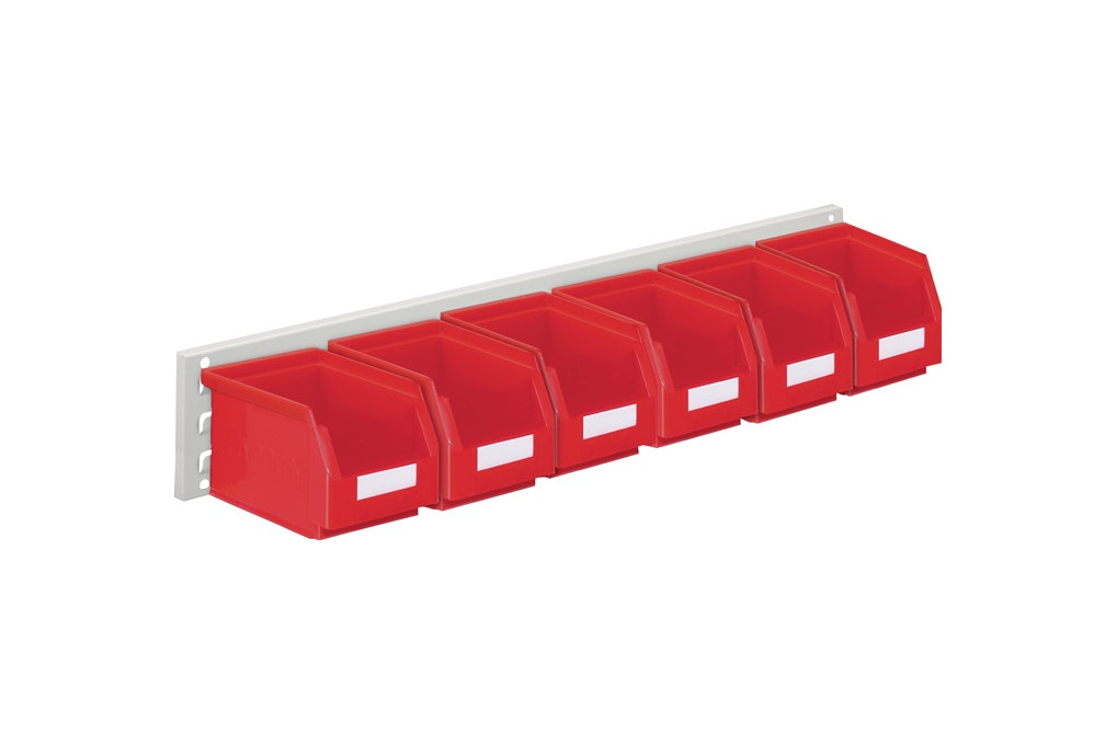 Sichtlagerkastenset H140xB920xT250mm Stahlblech Polyethylen Ku. besch.rot Sichtlagerkastenset H140xB920xT250mm Stahlblech Polyethylen Ku. besch.rot