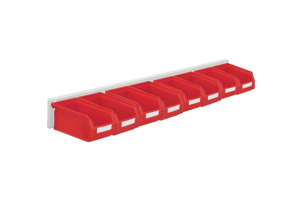 Sichtlagerkastenset H100xB920xT180mm Stahlblech Polyethylen Ku. besch.rot