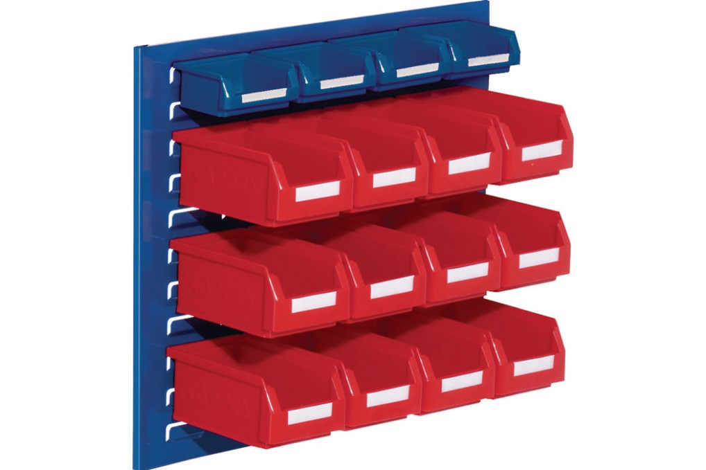 Sichtlagerkastenset H450xB500xT250mm Stahlblech PE Ku. beschichtung blau rot Sichtlagerkastenset H450xB500xT250mm Stahlblech PE Ku. beschichtung blau rot