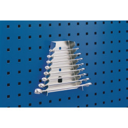 Schraubenschlüsselhalter H180xB70 145xT40mm 8 Aufnahmen senkrecht f.Lochplatten Schraubenschlüsselhalter H180xB70 145xT40mm 8 Aufnahmen senkrecht f.Lochplatten