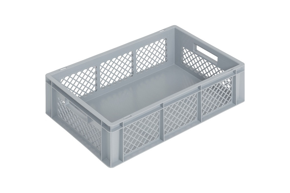 Transportbehälter L600xB400xH170mm grau PP Durchfassgr.Seitenwände durchbrochen