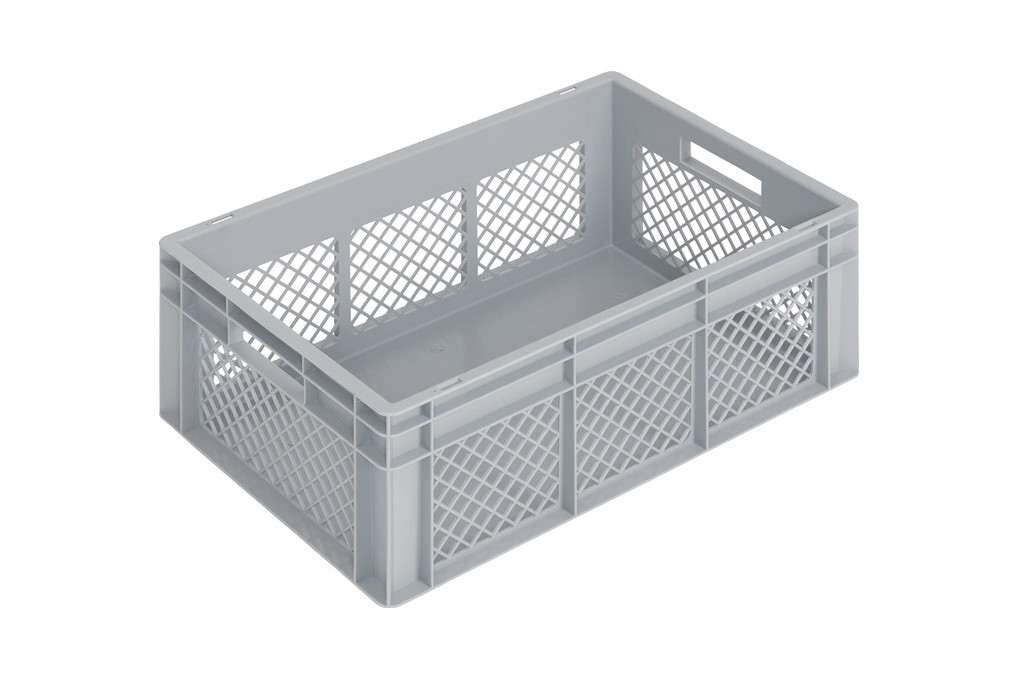 Transportbehälter L600xB400xH220mm grau PP Durchfassgr.Seitenwände durchbrochen Transportbehälter L600xB400xH220mm grau PP Durchfassgr.Seitenwände durchbrochen