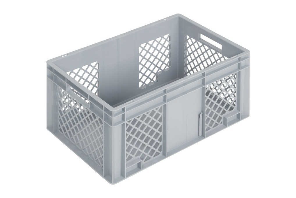 Transportbehälter L600xB400xH280mm grau PP Durchfassgr.Seitenwände durchbrochen
