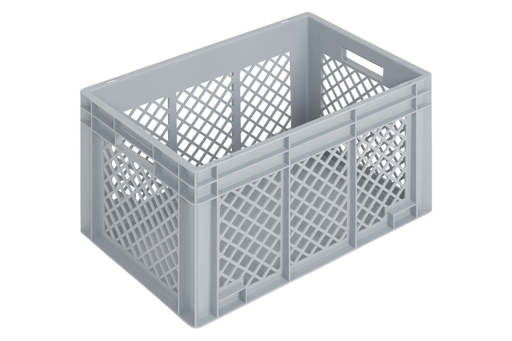 Transportbehälter L600xB400xH340mm grau PP Durchfassgr.Seitenwände durchbrochen
