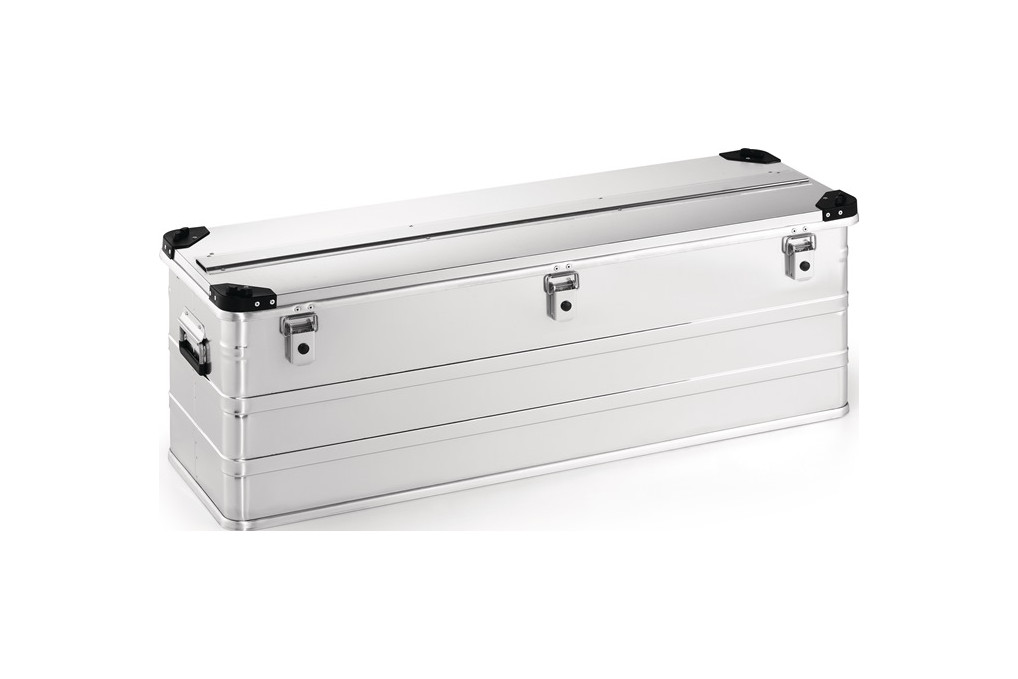 Aluminiumbox L1182xB385xH410mm 163l m.Klappverschluss u.Stapelecken