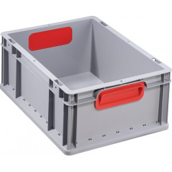 Transportstapelbehälter L400xB300xH170mm grau PP geschlossener Griff rot Transportstapelbehälter L400xB300xH170mm grau PP geschlossener Griff rot