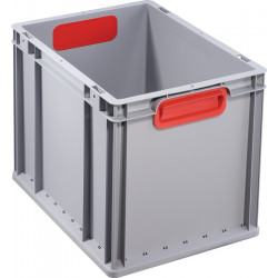Transportstapelbehälter L400xB300xH320mm grau PP geschlossener Griff rot Transportstapelbehälter L400xB300xH320mm grau PP geschlossener Griff rot