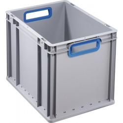 Transportstapelbehälter L400xB300xH320mm grau PP offener Griff blau Transportstapelbehälter L400xB300xH320mm grau PP offener Griff blau