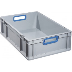 Transportstapelbehälter L600xB400xH170mm grau PP offener Griff blau Transportstapelbehälter L600xB400xH170mm grau PP offener Griff blau