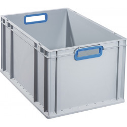 Transportstapelbehälter L600xB400xH320mm grau PP offener Griff blau Transportstapelbehälter L600xB400xH320mm grau PP offener Griff blau