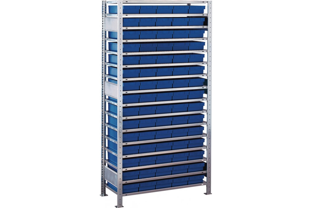 Steckregal H2000xB1000xT400mm Grundregal 16 Stahlböden 75xL 400mm blau