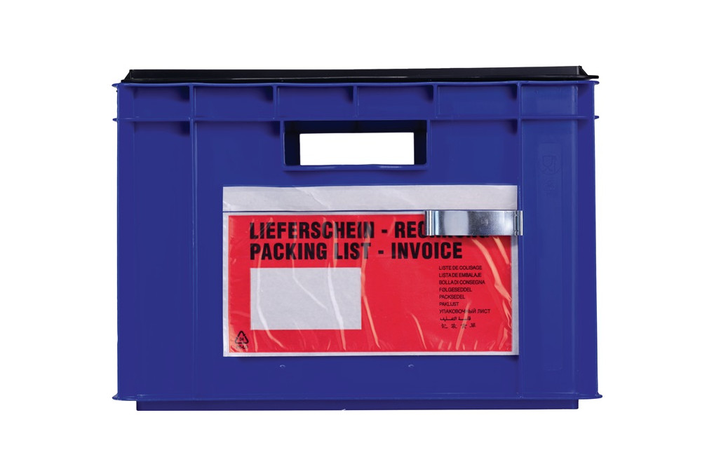 Etikettenklammer Federstahl verz.f.Transportstapelkasten 25St. Karton LA KA PE Etikettenklammer Federstahl verz.f.Transportstapelkasten 25St. Karton LA KA PE