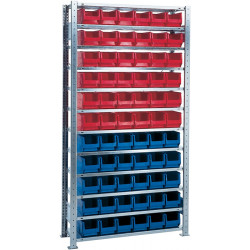 Steckregal H2000xB1000xT300mm Grundregal 12 Stahlböden 30xMK4 blau,36xMK4 rot Steckregal H2000xB1000xT300mm Grundregal 12 Stahlböden 30xMK4 blau,36xMK4 rot