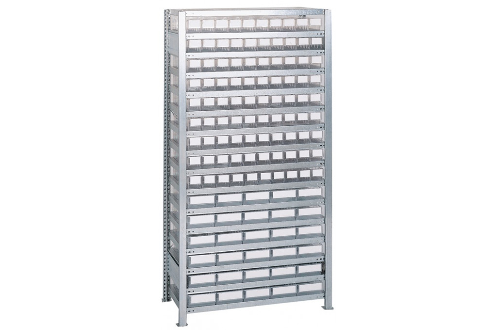 Steckregal H2000xB1000xT400mm Grundregal 16 Stahlböden 90 x 3,30 x 4 transp. Steckregal H2000xB1000xT400mm Grundregal 16 Stahlböden 90 x 3,30 x 4 transp.