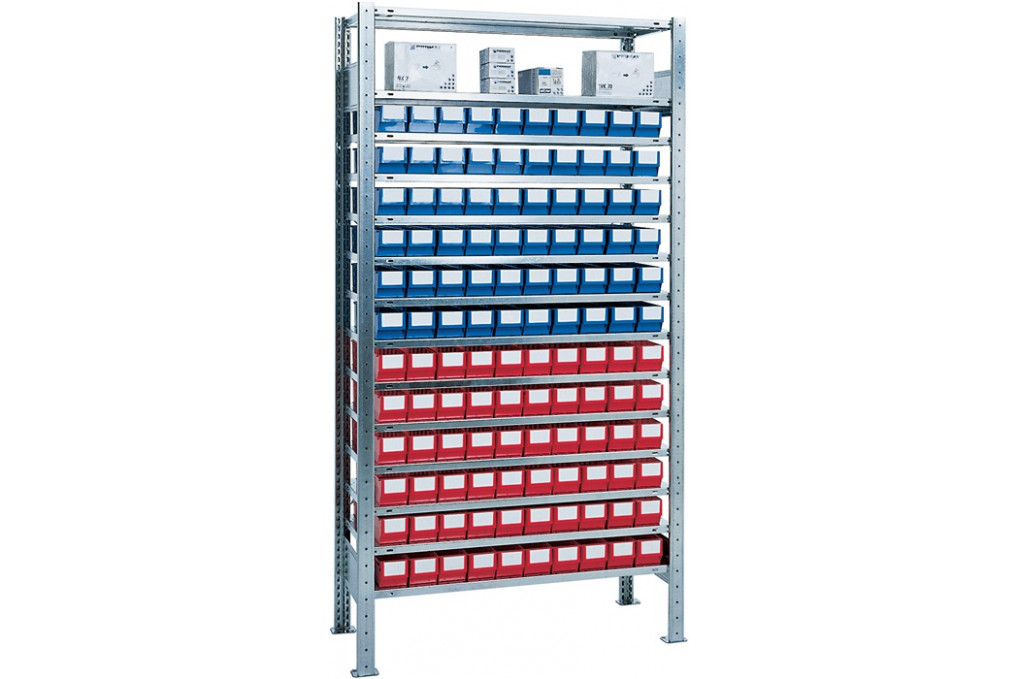 Steckregal H2000xB1000xT400mm Grundregal 12 Stahlböden 60 x 3 blau,60 x 3 rot Steckregal H2000xB1000xT400mm Grundregal 12 Stahlböden 60 x 3 blau,60 x 3 rot