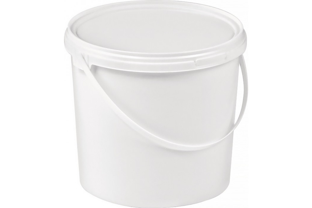 Eimer 5l Kunststoff,lebensmittelecht weiß Bügelgr.u.Stülpdeckel D.188mm H.214mm Eimer 5l Kunststoff,lebensmittelecht weiß Bügelgr.u.Stülpdeckel D.188mm H.214mm