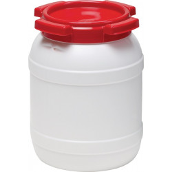 Weithalsfass 6,0l PE weiß m.rotem Deckel o.Tragegriffe Einfüllöffnung D.136mm Weithalsfass 6,0l PE weiß m.rotem Deckel o.Tragegriffe Einfüllöffnung D.136mm